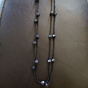 Long Black Beaded Necklace